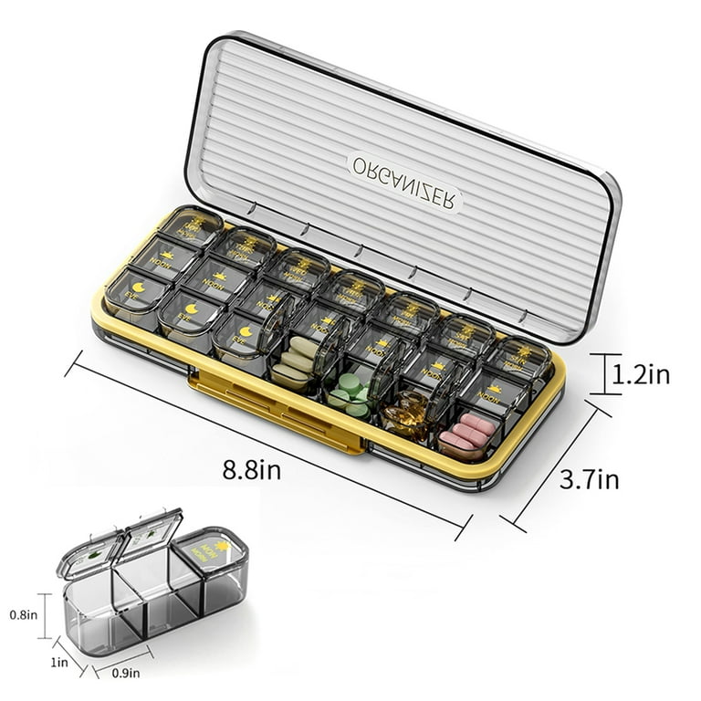  Pill Organizer 4 Times A Day, Pill Box 4 Times A Day 7 Day -  Acedada Weekly Medicine Box Organizer with Separate Case, Portable Daily Pill  Container Dispenser for Vitamin, Fish
