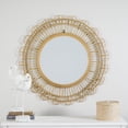 thumbnail image 3 of DecMode 35" x 35" Brown Handmade Woven Floral Wall Mirror with Beaded Accents, 3 of 12