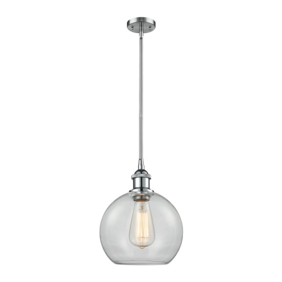 516-1S-PC-G122-8-Innovations Lighting-Athens - 1 Light Stem Hung Mini Pendant In Industrial Style-10 Inches Tall and 8 Inches Wide-Polished Chrome