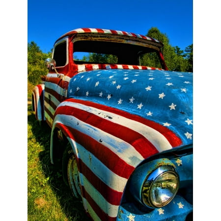 Old Ford Truck Painted With American Flag Pattern Rockland Maine Usa Print Wall Art By Bill Bachmann