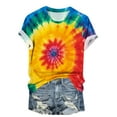 thumbnail image 4 of VBTAPA Womens Tie Dye T-shirt Short Sleeve Novelty Graphic Tees Trendy Summer Going Out Blouse Tops Limited Time Sales Multicolor L, 4 of 5
