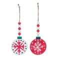 thumbnail image 2 of Melrose International Wood Bead Snowflake Ornaments - Rustic Winter Decor - Set of 12 Red, 2 of 5