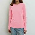 thumbnail image 4 of Wancir Womens Long Sleeve Stretch Crewneck Ribbed T-Shirt Fitted Casual Basic Tops, 4 of 5
