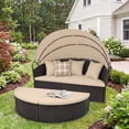 thumbnail image 4 of Gymax Lit de Jour Rond pour Patio Extérieur avec Coussins à Auvent Rétractable, Coussins Décoratifs pour Pelouse, Beige, 4 of 9