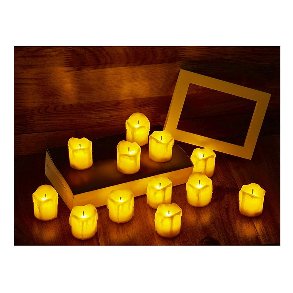 LED Flameless Votive Candles, Realistic Look of Melted Wax, Warm Amber