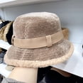 thumbnail image 3 of CoCopeaunts Large Bucket Hat for Women Outdoor Leisure Warm Corduroy Basin Hat Lambs Wool Brim with Pu Leather Belt Fisherman Hat, 3 of 8