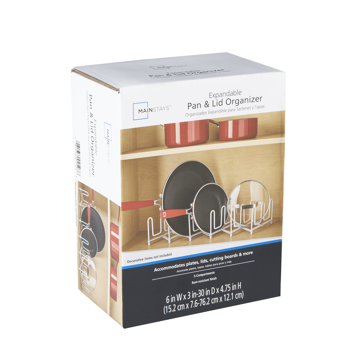 (2 pack) Mainstays Expandable Pan & Lid Organizer, White