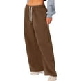 thumbnail image 2 of YDKZYMD Women's Sweatpants Cotton with Pockets Open Bottom Wide Leg High Waisted Straight Leg Teen Girls Baggy Pants with Pockets Fall Elasticwaist Sweatpants Flare Petite Jogger Pants Coffee L, 2 of 7