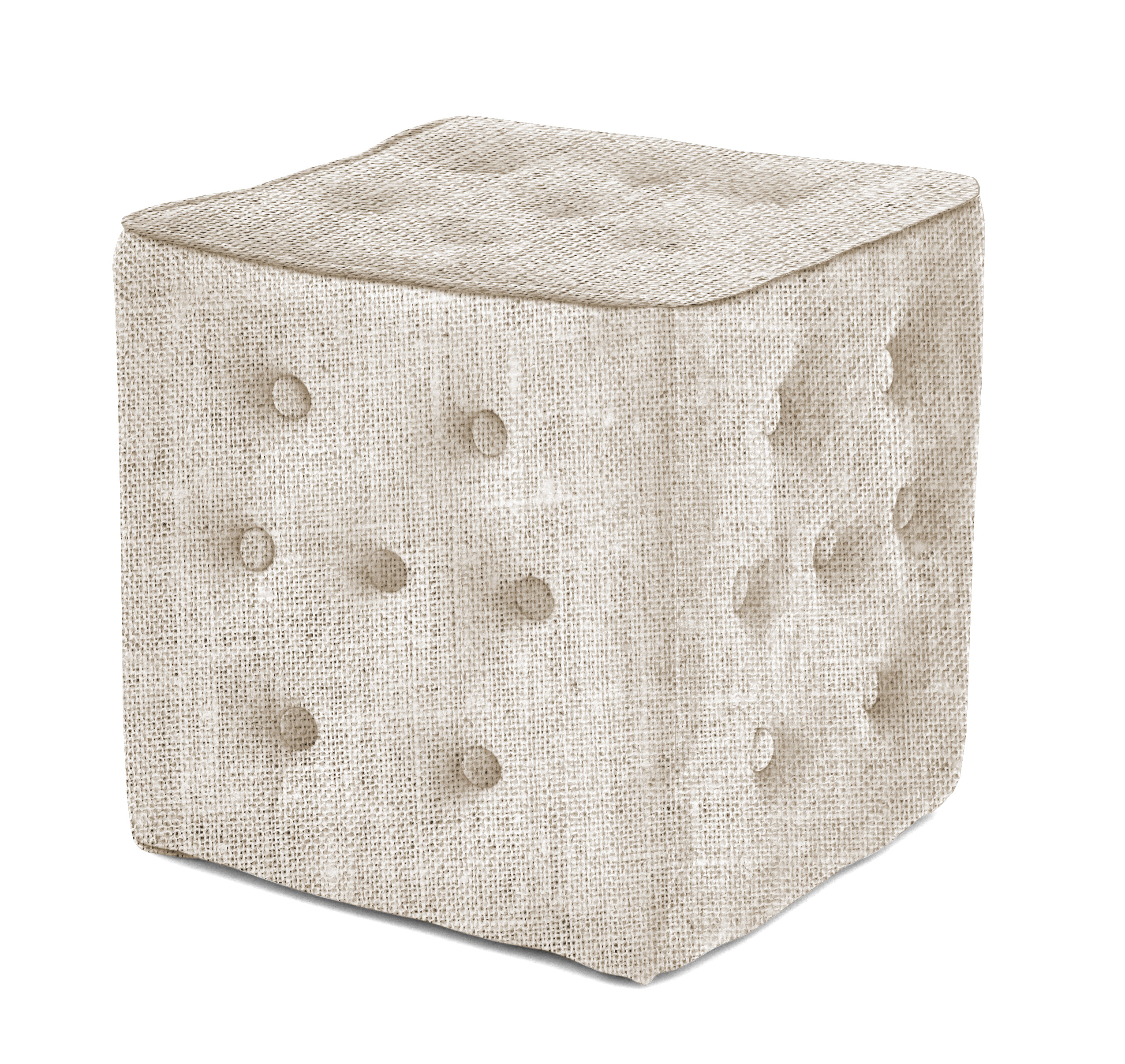 Mainstays Tan Tufted Linen Pouf