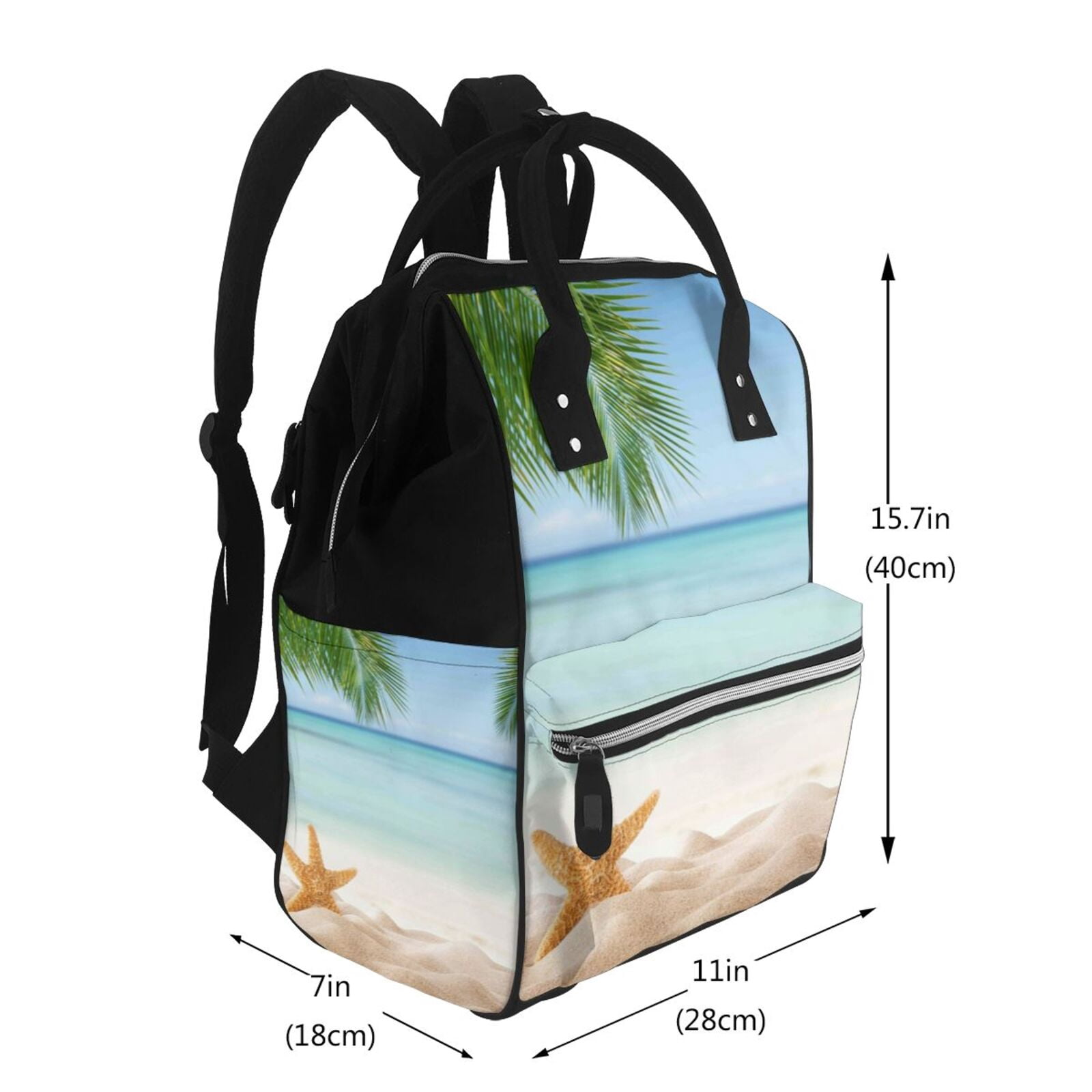 Defioc Starfish in Beach for Baby Diaper Bag Backpack - Baby Bag for Boys & Girls - Diaper Backpack - Large Travel Diaper Bags- Baby Registry Search & Shower Gifts