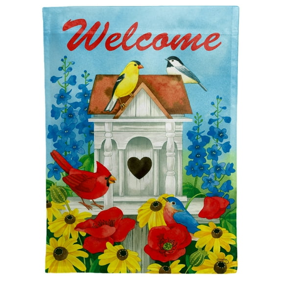Birdhouse Cottage Blocker Garden Flag by Ashton