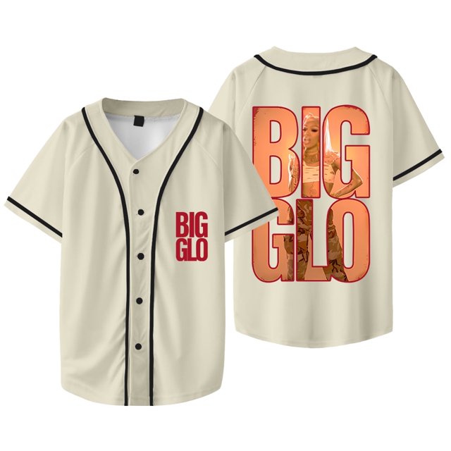 GloRilla Big Glo Veste de Baseball Tee The Glorious Tour Merch Cosplay Unisexe T-Shirts à Manches Courtes, Style 5,L