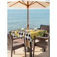 thumbnail image 3 of Outdoor Tablecloth with Umbrella Hole for Patio/Picnic/Party/Camping, Lemon Gnomes Waterproof Table Cloth Square Cover Washable, Summer Tropical Fruits Black White Plaid (60"x 60"), 3 of 8