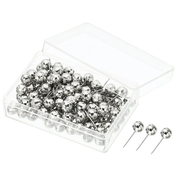 Uxcell Push Pins Round Head Map Tacks Steel Point, Silver 100 Pack