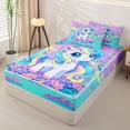 thumbnail image 2 of Metsweet Cartoon Unicorn Zipper Full Size Comforter Sets with Fitted Sheet and 2 Pillowcases, Dreamy Rainbow Butterfly Flower Zipper Bedding Set, Pink Blue,4pcs, 2 of 6