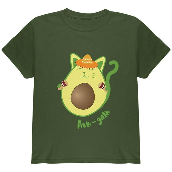 Cinco De Mayo Avogado Avocato Avocado Cat Spanish Youth T Shirt Military Green YXL