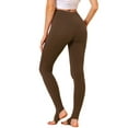 thumbnail image 3 of Women's Cotton Leggings Elastic Waistband Gym Yoga Soft Christmas Stirrup Pants Tights 3XL Brown, 3 of 7