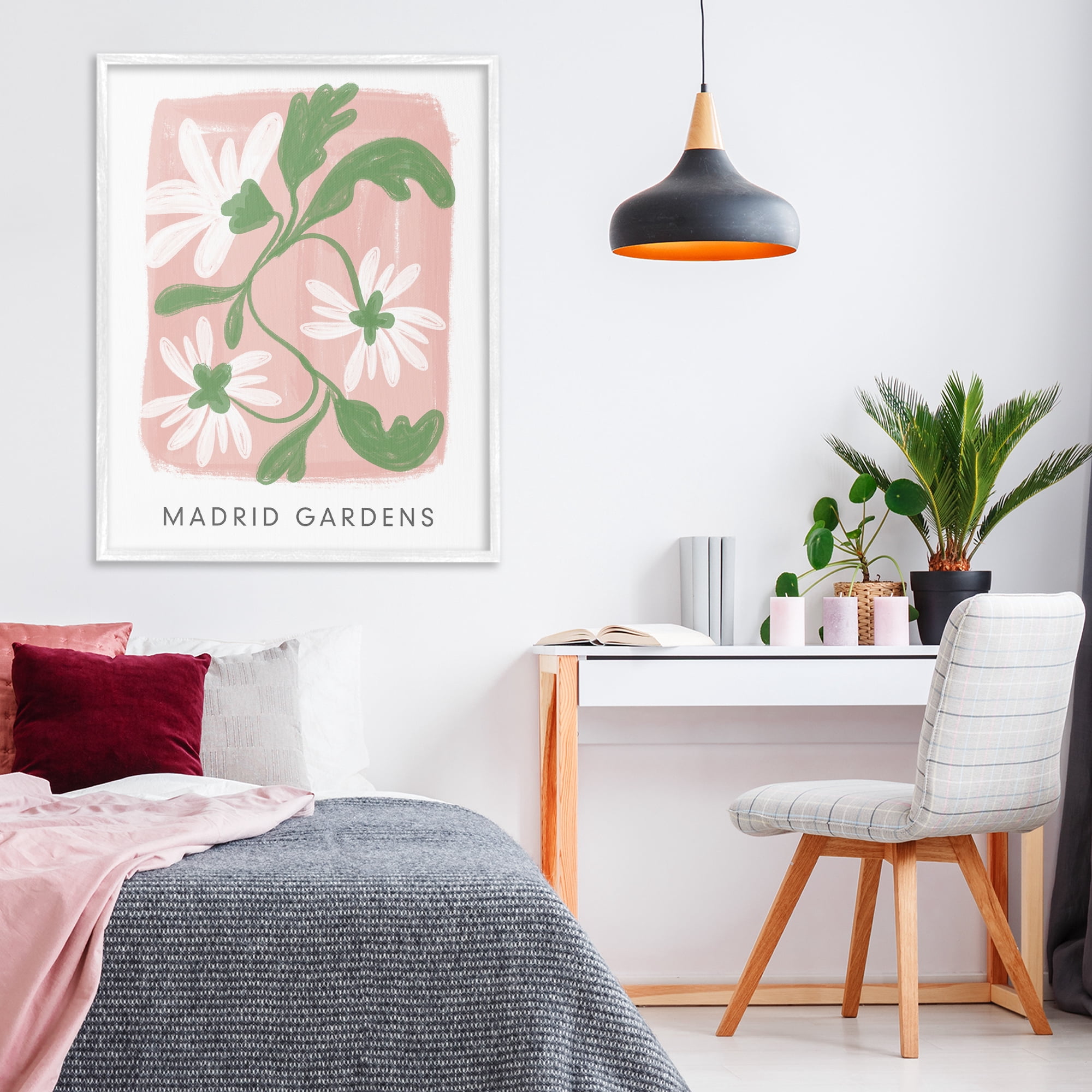 Stupell Industries Madrid Gardens Pastel Blooms White Framed Giclee Art, design by Lucille Price