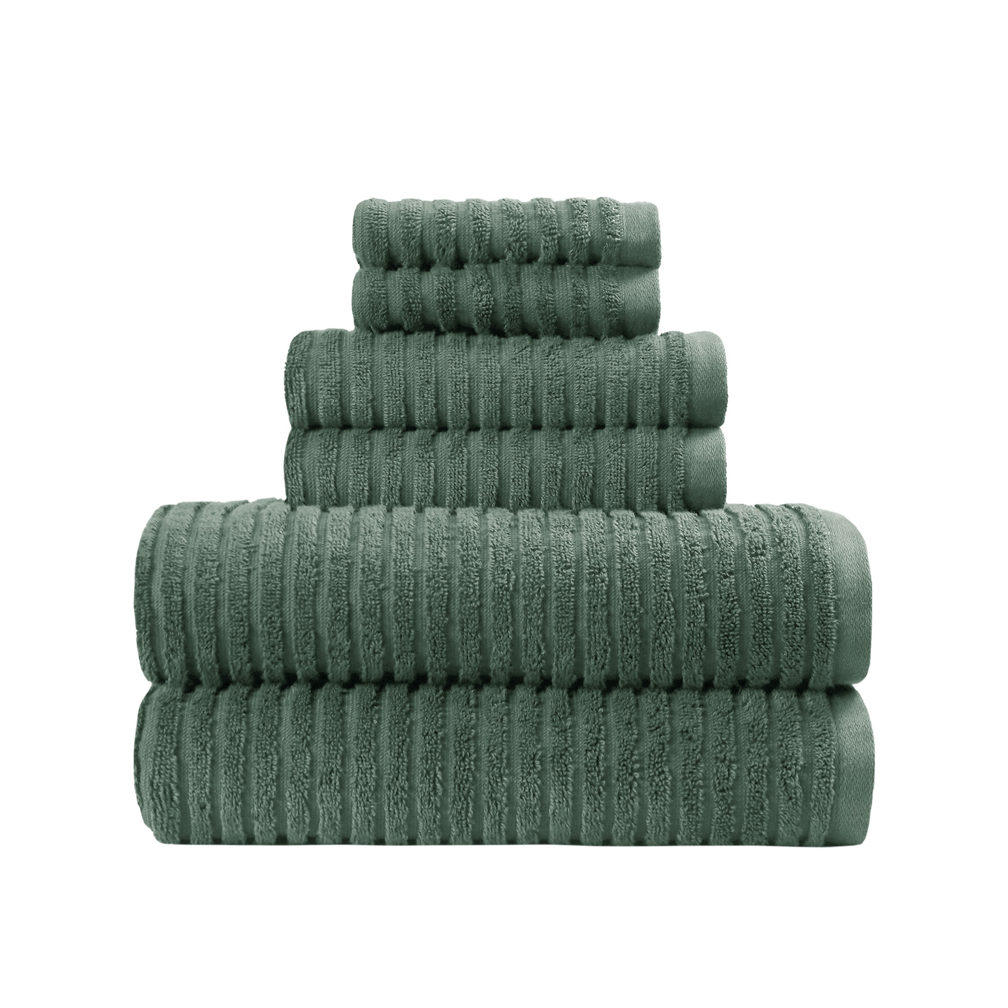 Better Homes & Gardens 6-Piece Bath Towel Set, Green Ash