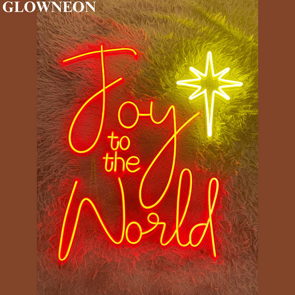 Glowneon Joy To The World Led Sign, Christmas Wall Art, Xmas Led Sign