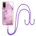 thumbnail image 2 of Galaxy S20 Case, Allytech Luxury Marble Pattern Rubber Flexible TPU Drop Protection Anti-scratch Lanyard Back Cover for Girls Women Case for Samsung Galaxy S20, Lightpurple, 2 of 4