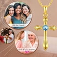 thumbnail image 5 of Taioiat Cross Necklaces for Women 14K Gold Plated March Birthstone Necklace Christian Pendant Religion Jewelry Gifts Wife Mother Girlfriend, 5 of 7