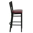 thumbnail image 6 of BizChair 2 Pk. Black Grid Back Metal Restaurant Barstool - Burgundy Vinyl Seat, 6 of 8