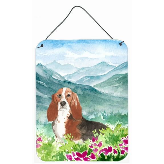 Mountain Flowers Basset Hound Wall or Door Hanging Prints