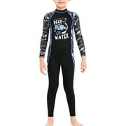 gufffrom Kids Wetsuit Simple Comfortable Long Sleeve Surfing Clothes Sun Resistant Kid Swim Clothing Swimming Wear for Boys Girls Wearing Blue, Boy XXL