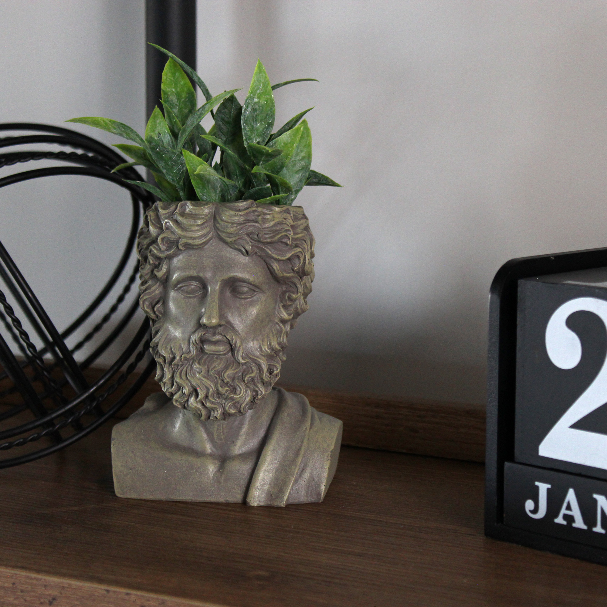 Esterno Greek God Zeus Planter Pot (Mini Size); Garden Decor Statue Head  Planter