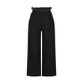 thumbnail image 6 of Palazzo Pants for Women Elastic High Waisted Drawstring Pleated Wide Leg Pants Casual Flowy Lounge Trousers Ladies Clothes, 6 of 8