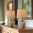 thumbnail image 4 of Oneach Vintage Table Lamps Bedside Lamp Set of 2 for Bedroom Living Room 18.75" Retro Farmhouse Floral Nightstands Lamps Resin, 4 of 14