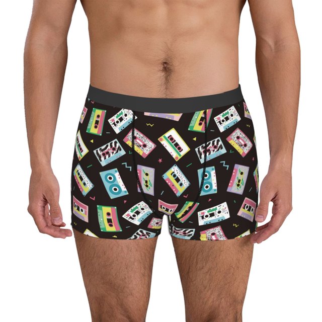 Balery Colorful Retro Tape Calzoncillos bóxer para hombre, ropa interior de algodón suave y transpirable con cinturilla de nailon-XX-Large