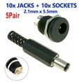 thumbnail image 3 of 10 Pairs Male Barrel Jack Plug Female Socket Panel Mount Dc 12V Power Connectors, 3 of 10