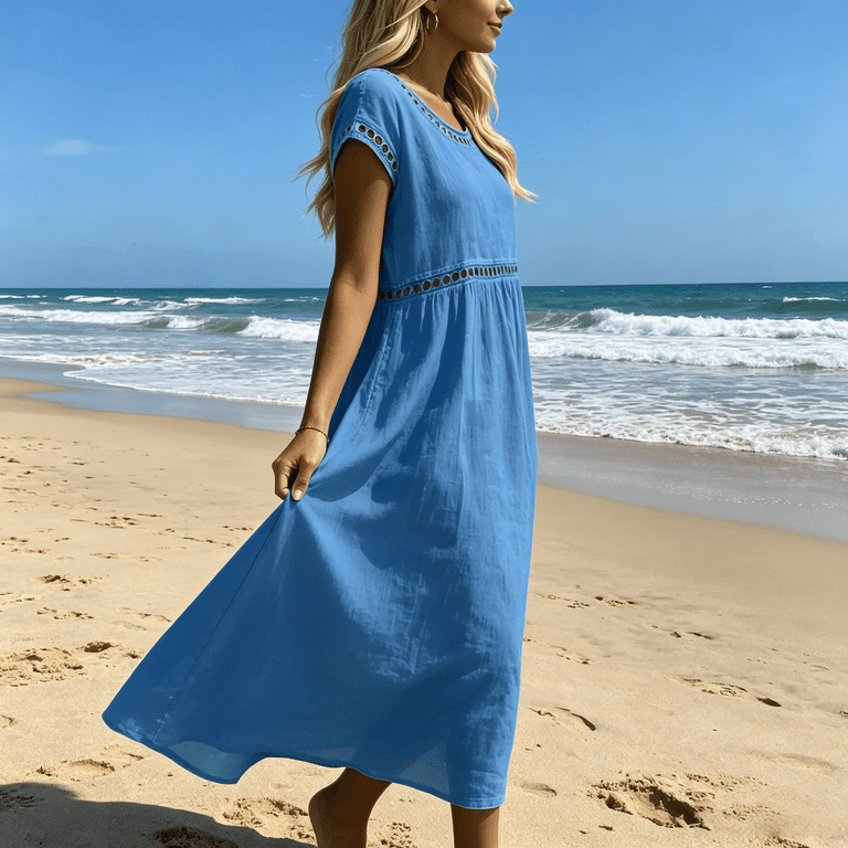 gauze dresses summer Women's Casual Dress for Women Womens Gauze Dress Midi Plus Size Boho Casual Midi Dresses for Women 2024 Cotton,Teal,L at Amazon Women's Clothing store and lightweight piece perfect for the warm weather thanks to a flowing 100% organic cotton gauze construction with flutter sleeves Beach White Cotton Gauze Dress