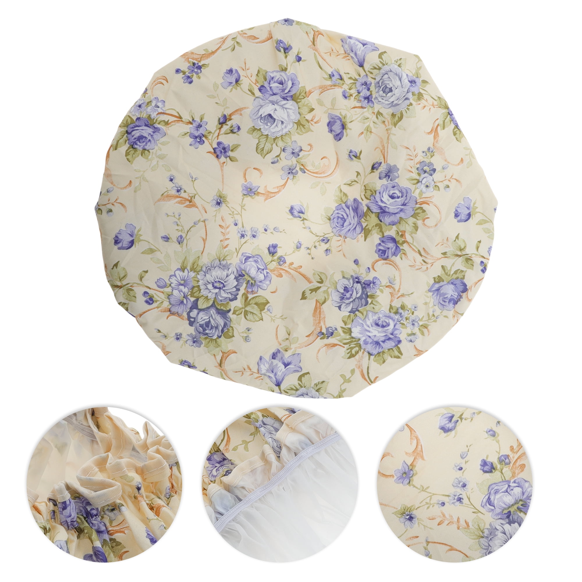 Unique Bargains Women's Big Flower Bath Cap 1 Pc White, Purple