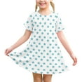 thumbnail image 6 of Cute Midi Dresses for Girls Size 3-12 Toddlers Kids Trendy Star-Printed Short Sleeve Crewneck Pullover Comfort Hawaiian Beach Dress, 6 of 8