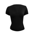 thumbnail image 3 of DuoJiaJ Womens Short Sleeve Top, V Neck Slim Fit Yoga Athletic Tee Black L, 3 of 5