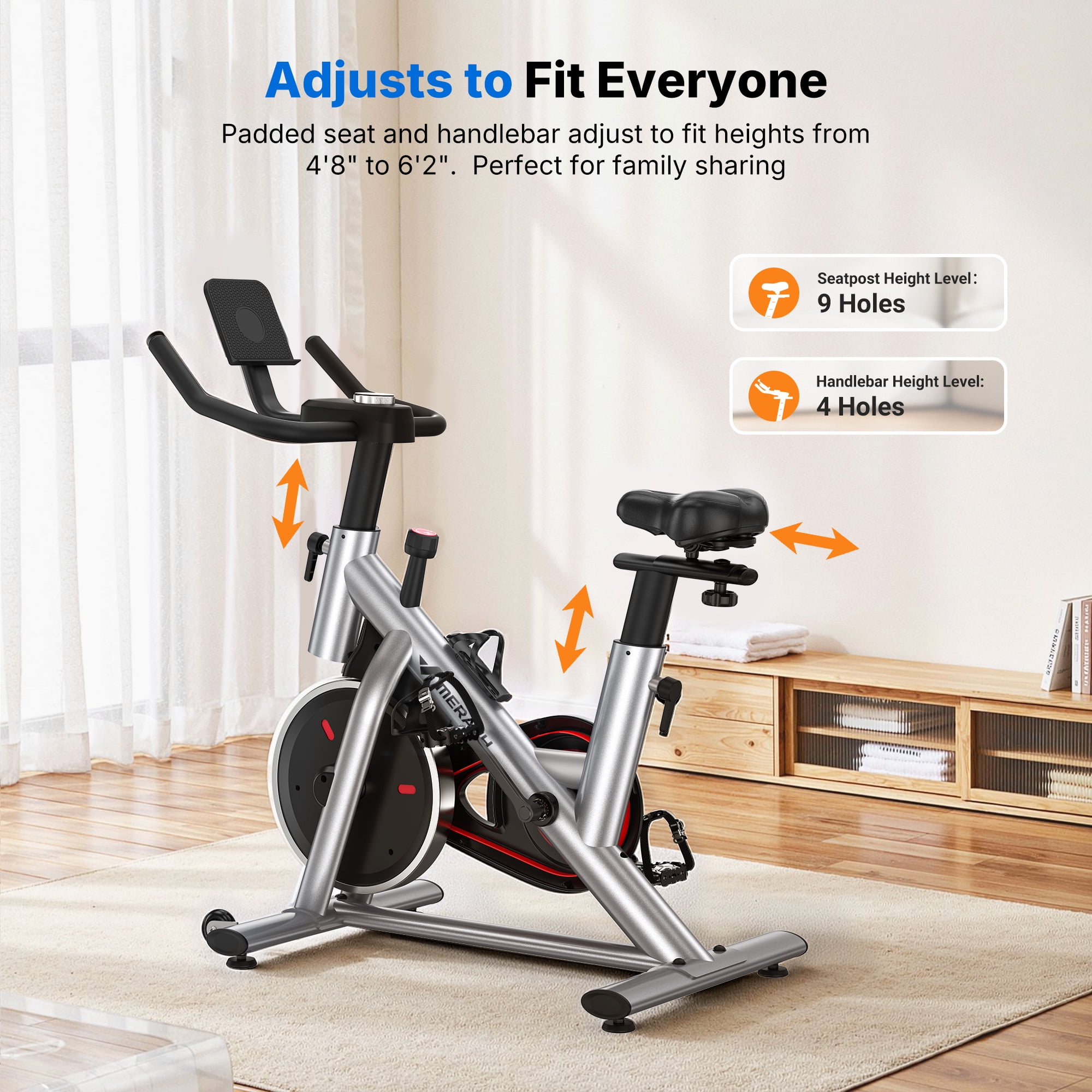 MERACH Exercise Bike Stationary, 100 Resistance Levels, Adjustable