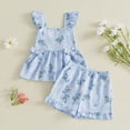 thumbnail image 5 of HAOTAGS Baby 2PC Outfit Sets,Petal-Shorts Floral Square-Neck Ruffle Tank Fashion Causal Clothes Sets Blue 2-3 T, 5 of 6