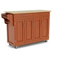 thumbnail image 1 of Hawthorne Collections 49" 2-Drawer and 3-Shelf Wood Kitchen Cart in Oak, 1 of 8