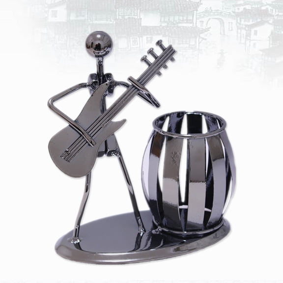 ROMANSENTIAL Iron Pen Container Holder Desktop Music Decoration for Office