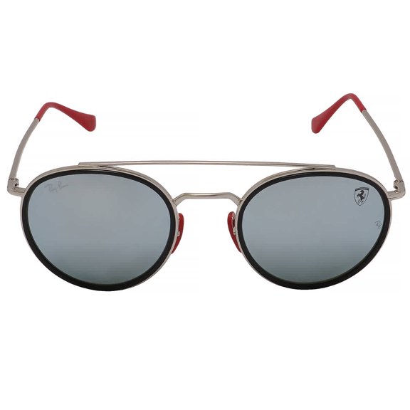 Ray Ban Scuderia Ferrrari Silver Flash Round Men's Sunglasses RB3647M F03130 51