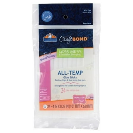 Elmer's Craft Bond Mini 24pk Glue Gun Sticks All-Temp: Hot Glue Sticks, Dries Clear, 4" Length, 0.27" Width