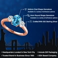 thumbnail image 2 of Gem Stone King 2.16 Ct Oval Swiss Blue Topaz White Topaz 18K Rose Gold Plated Silver Ring, 2 of 6