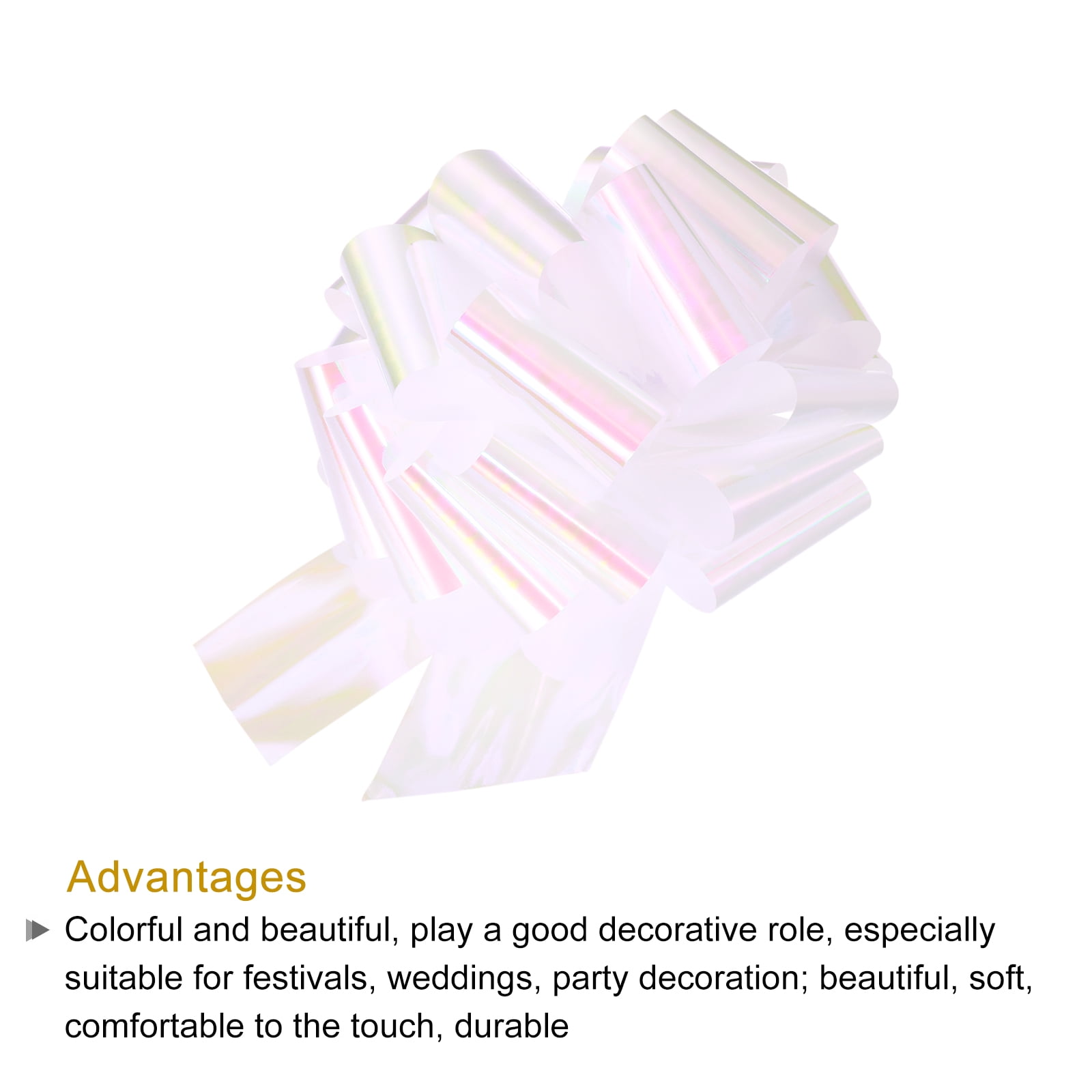 Uxcell Metallic Large Big Pull Bow Gift Wrapping Bows Ribbon for Wedding Car Presents Christmas Colorful White 10 inch
