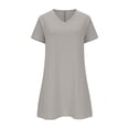 thumbnail image 4 of FengLS Women's Plus Size Dress Summer Comfy Wide Hem Short Dress with Pockets Causal Breathable V-Neck Short Sleeves Vacation Dress, 4 of 6