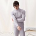 thumbnail image 5 of Conjunto de ropa interior térmica de cuello medio alto para hombre de otoño e invierno Ropa y pantalones de cuello medio alto con forro polar Ropa interior térmica de papá, 5 of 5