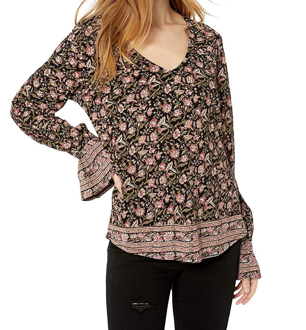 Lucky Brand - Women's Top Blouse Small Floral Print V-Neck S - Walmart ...