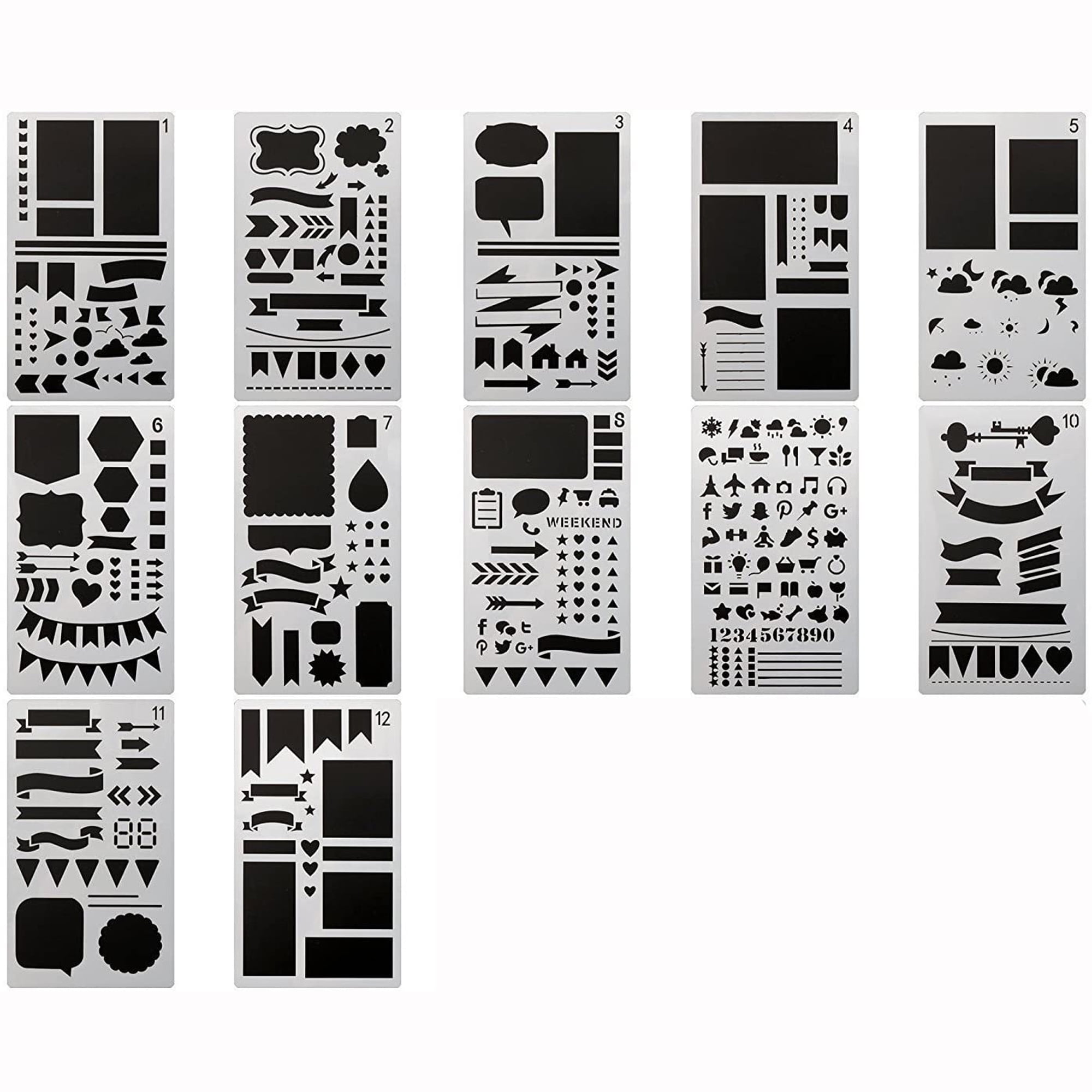 20pcs Letters Numbers  Stencil Planner Drawing Template DIY Diary 